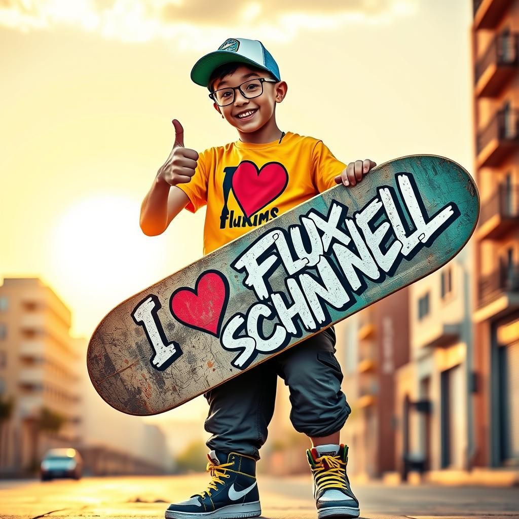 Skater Enthusiasm in Urban Graffiti Art Style