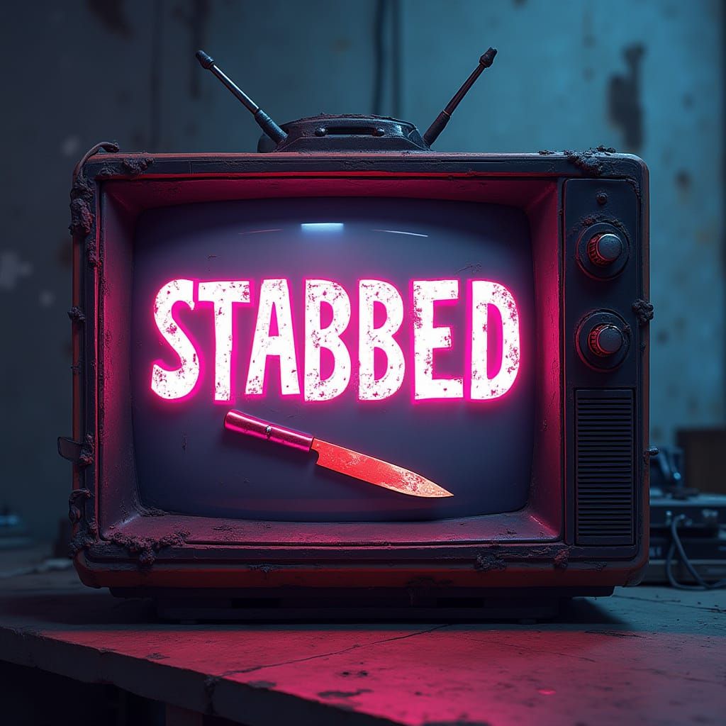 Retro Futuristic TV Design with Neon Graffiti and Pixelated ...