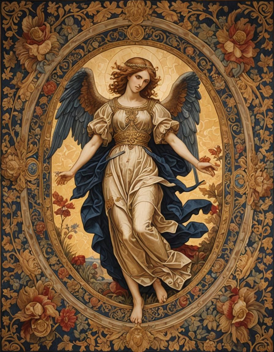 Medieval Tapestry of Lucifer Inspired by Classical Art