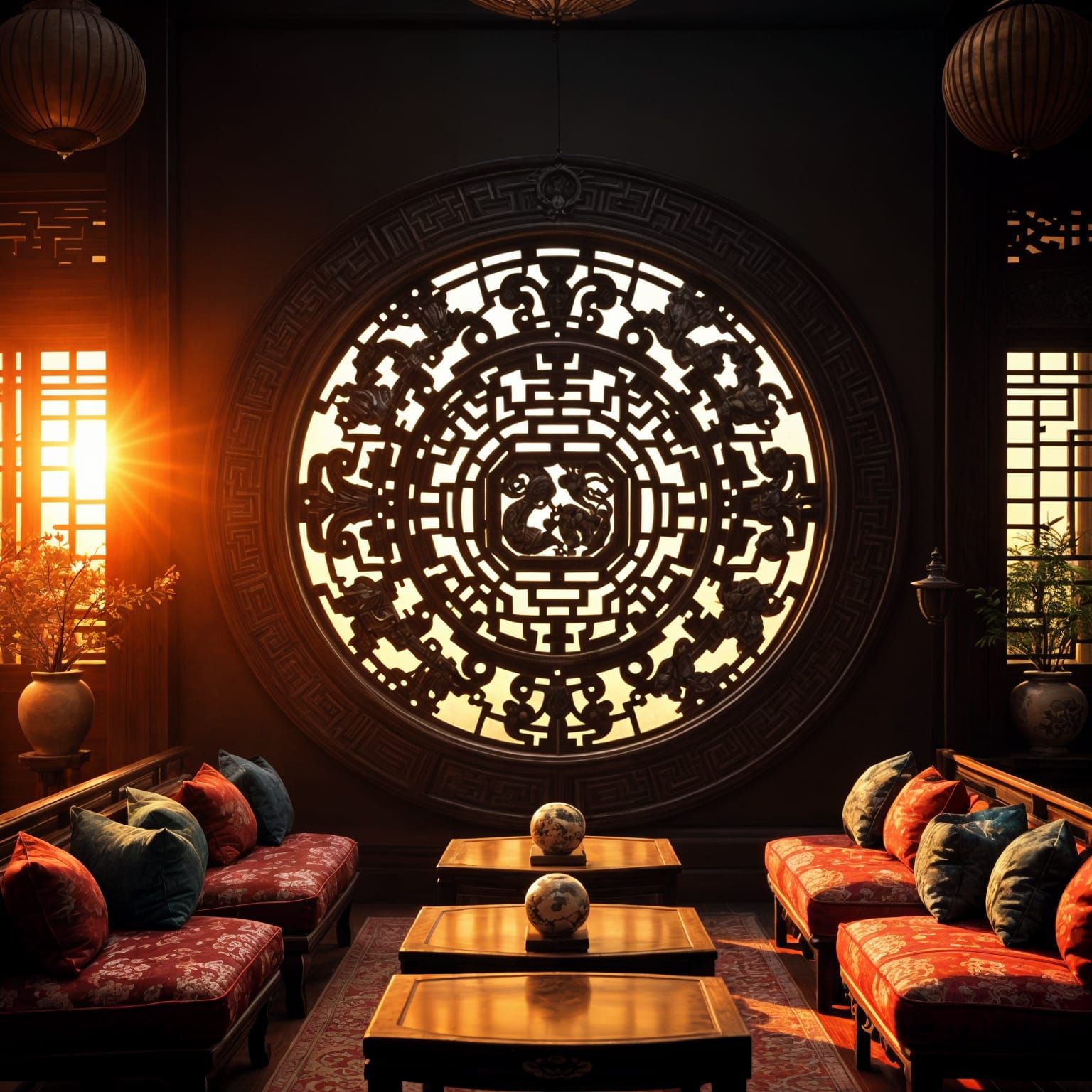 Chinese Palace Window in Detailed Matte Painting