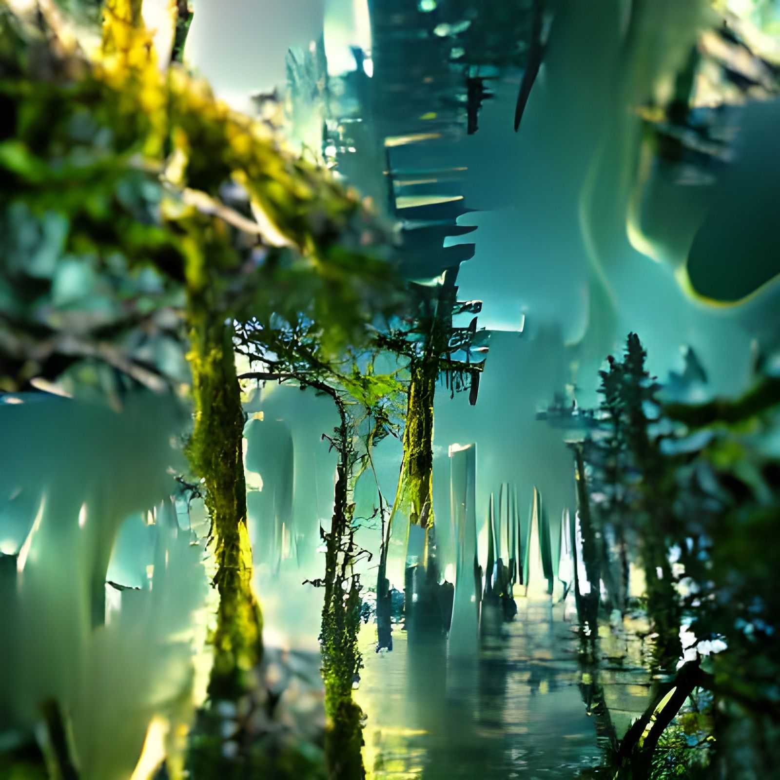 Mystical Dystopian Woods Mirrored in Twilight