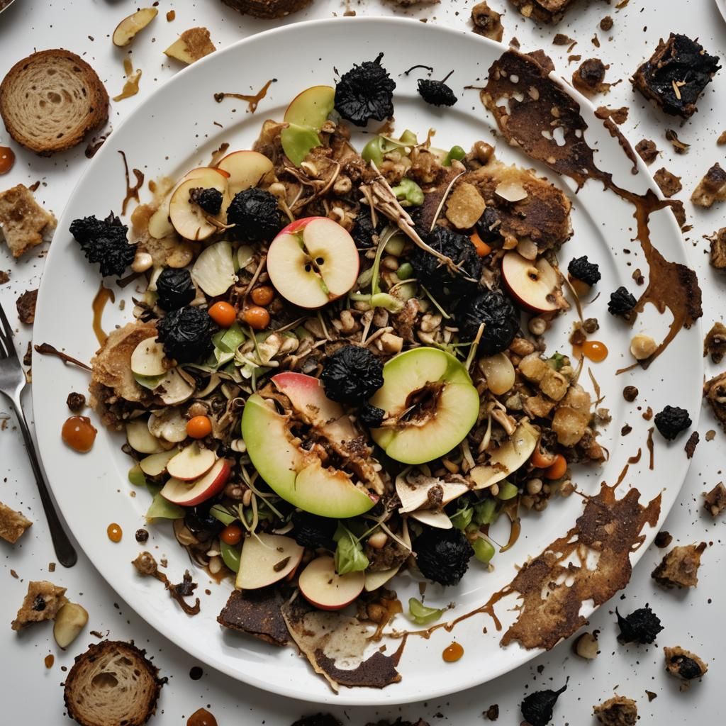 Rotten Food Still Life: A Decayed Feast in 3D