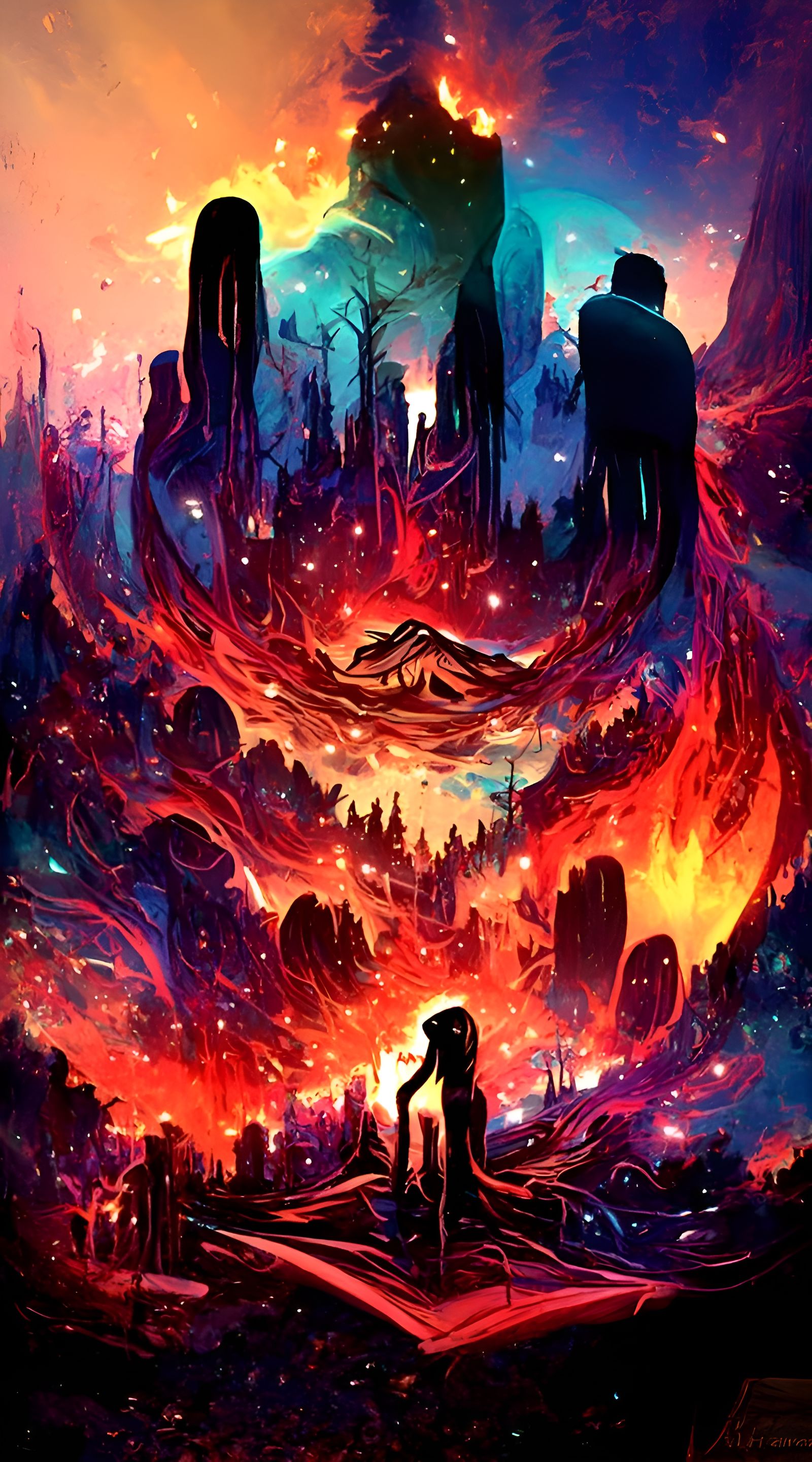 Cosmic Wormhole in Digital Matte Art Style