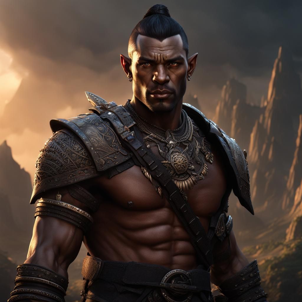 Half-Orc with Tribal Tattoo: Fantasy Concept Art