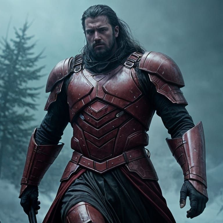 Dramatic Film Still of a Defeated King