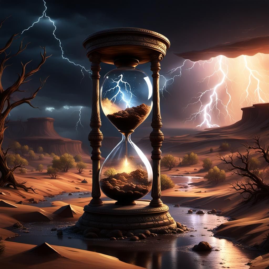 Hourglass to Dust: Dark Fantasy Desert Art