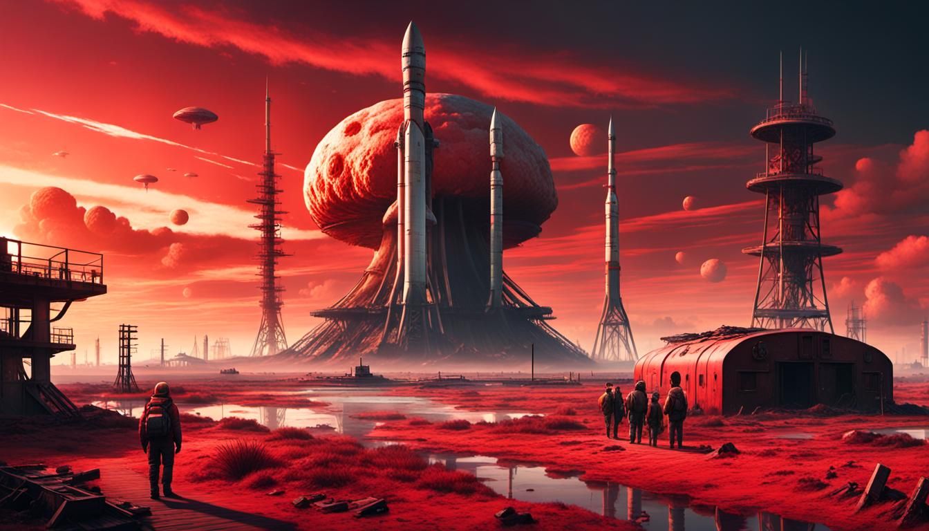 Post-Apocalyptic Spaceport with Escape Rockets