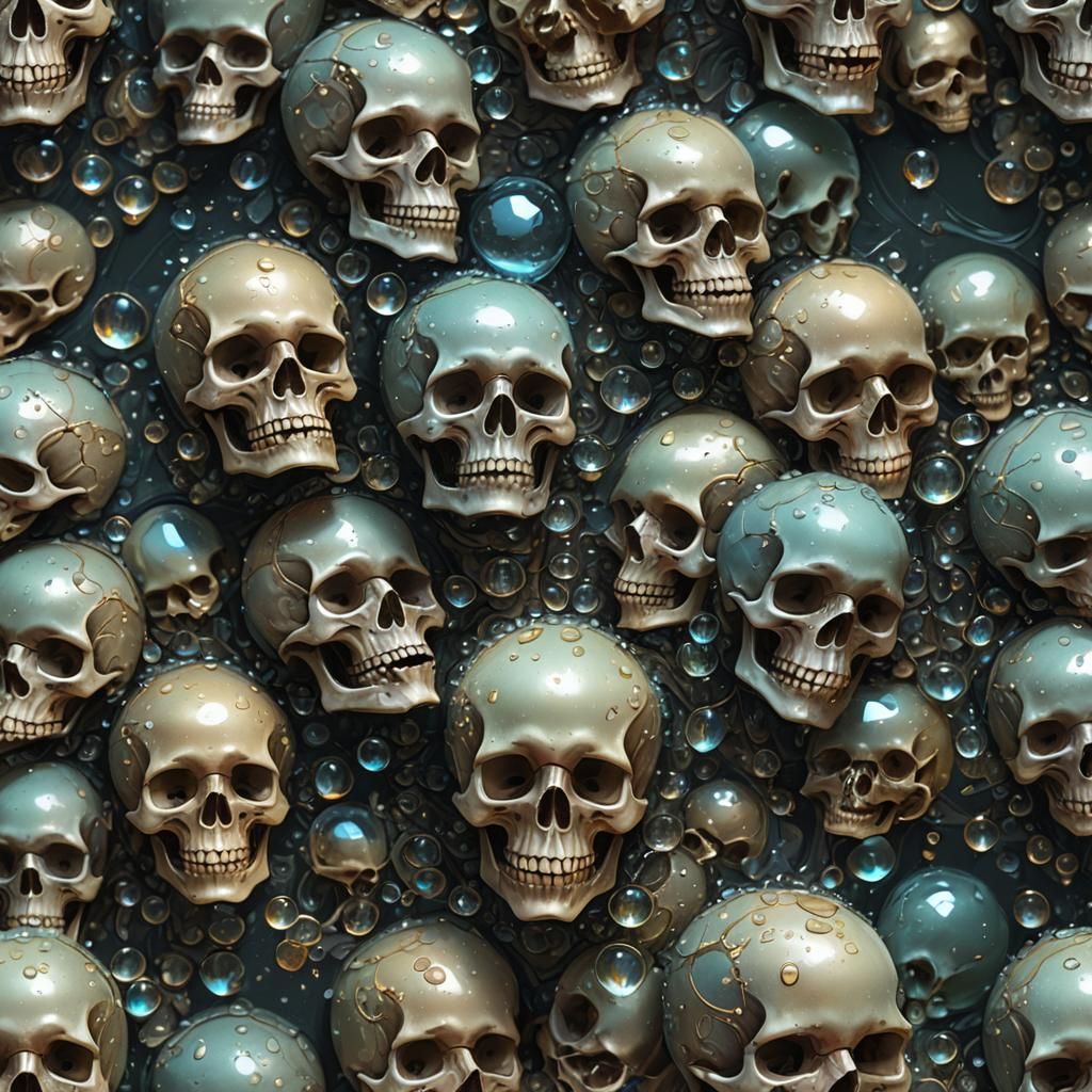 Skull-Shaped Dew Drops, Hyperdetailed Portrait