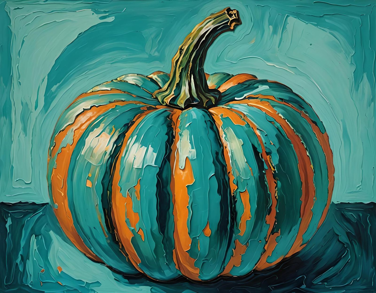 Surreal Fauvist Pumpkin Oil Painting