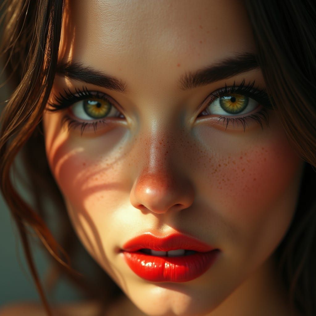 Hyper-Realistic Close-Up Portrait in Soft Lighting