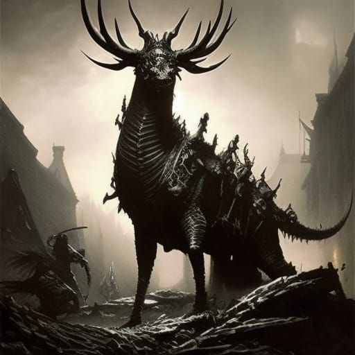 Tar-Covered Black Swamp Dragon: Digital Matte Painting