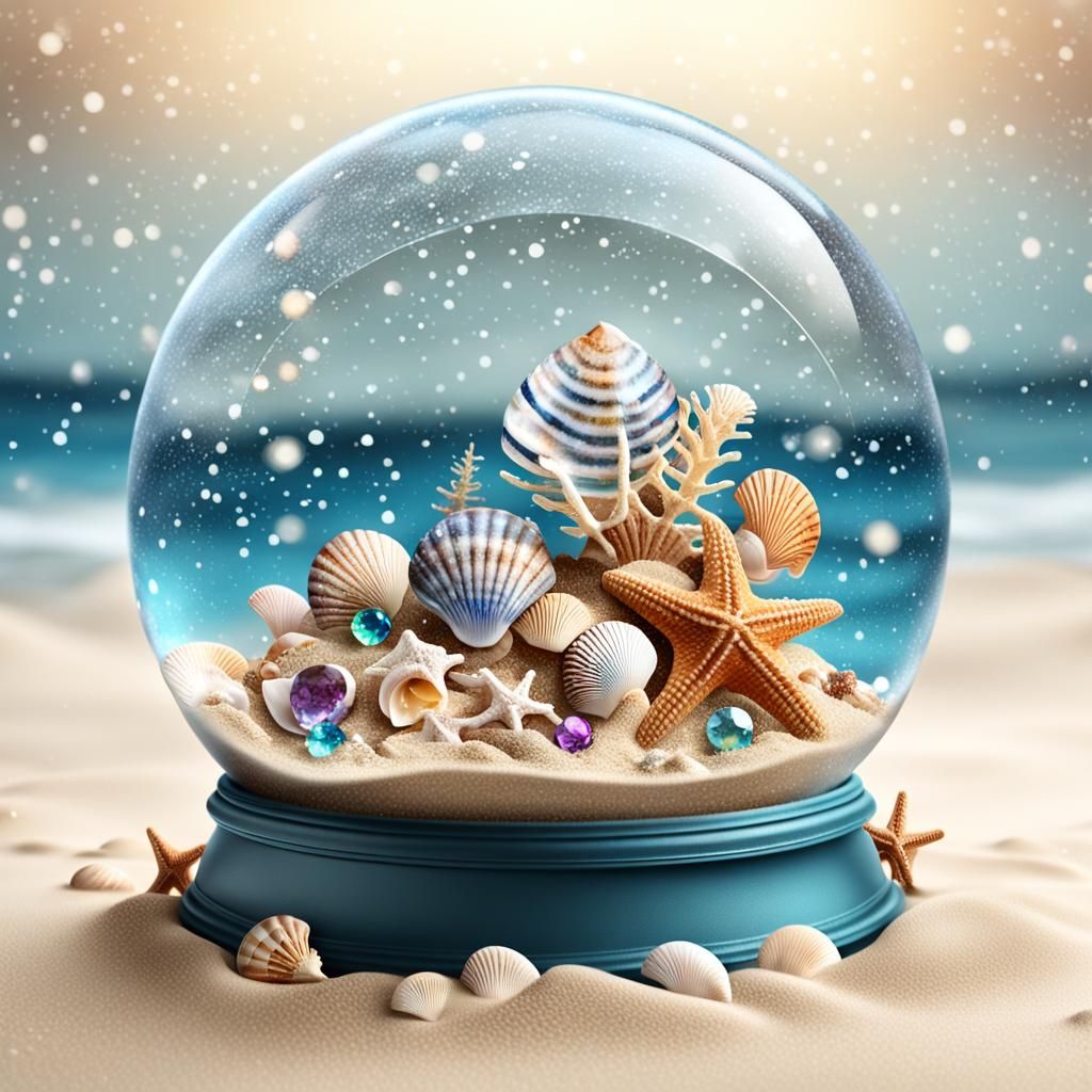 Sea shell snow globe