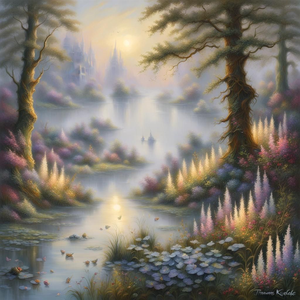 Ethereal Fantasy Meadow with Pollinating Insects