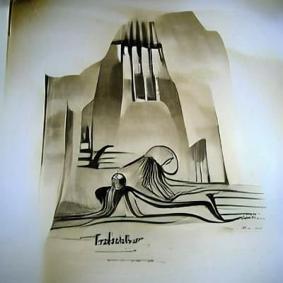 Surreal Art Deco Ink Drawing