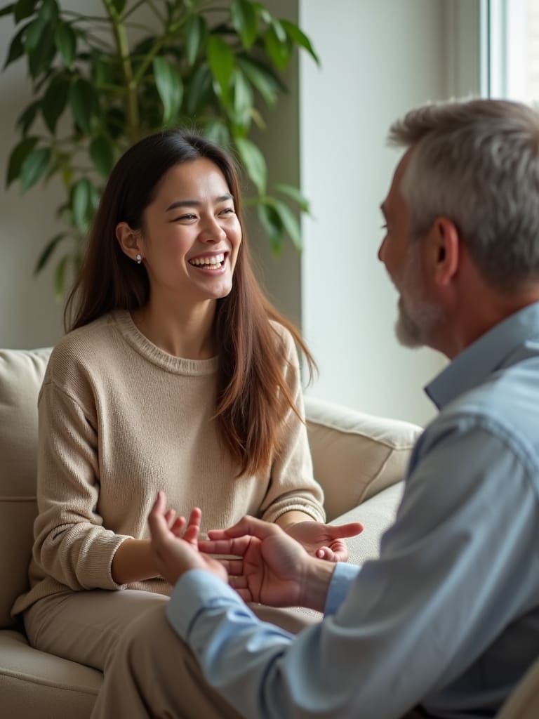 Woman Explaining Something to Her Therapist