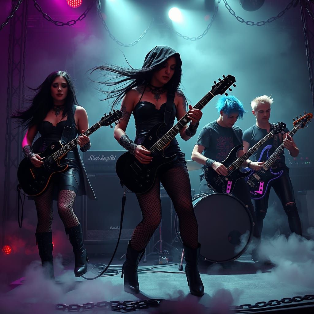 A gothic metal band called Velvet Guillotine, featuring a female vocalist (same original character as in the other pic).
