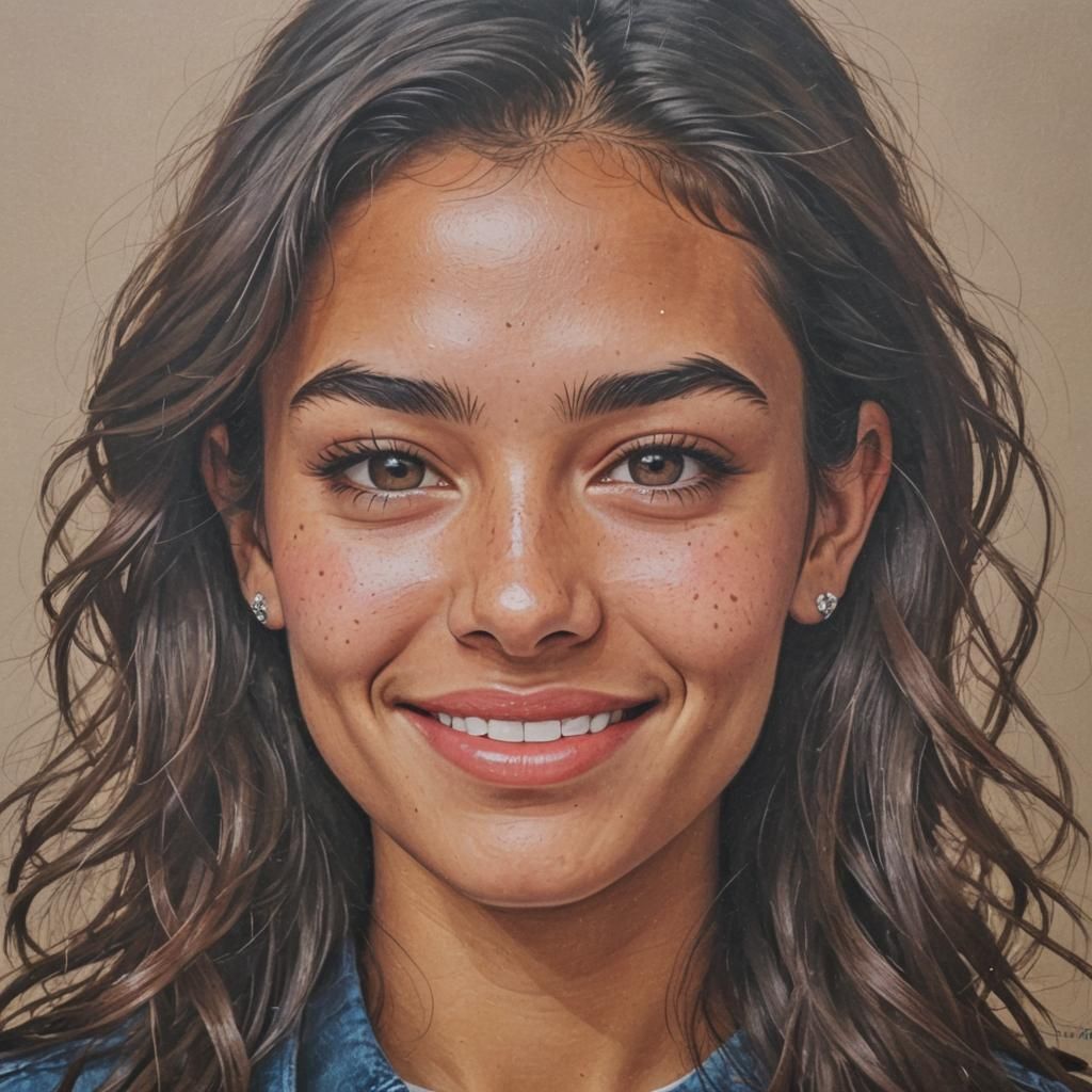 Acrylic Portrait of Brown-Eyed Teen with Dimples