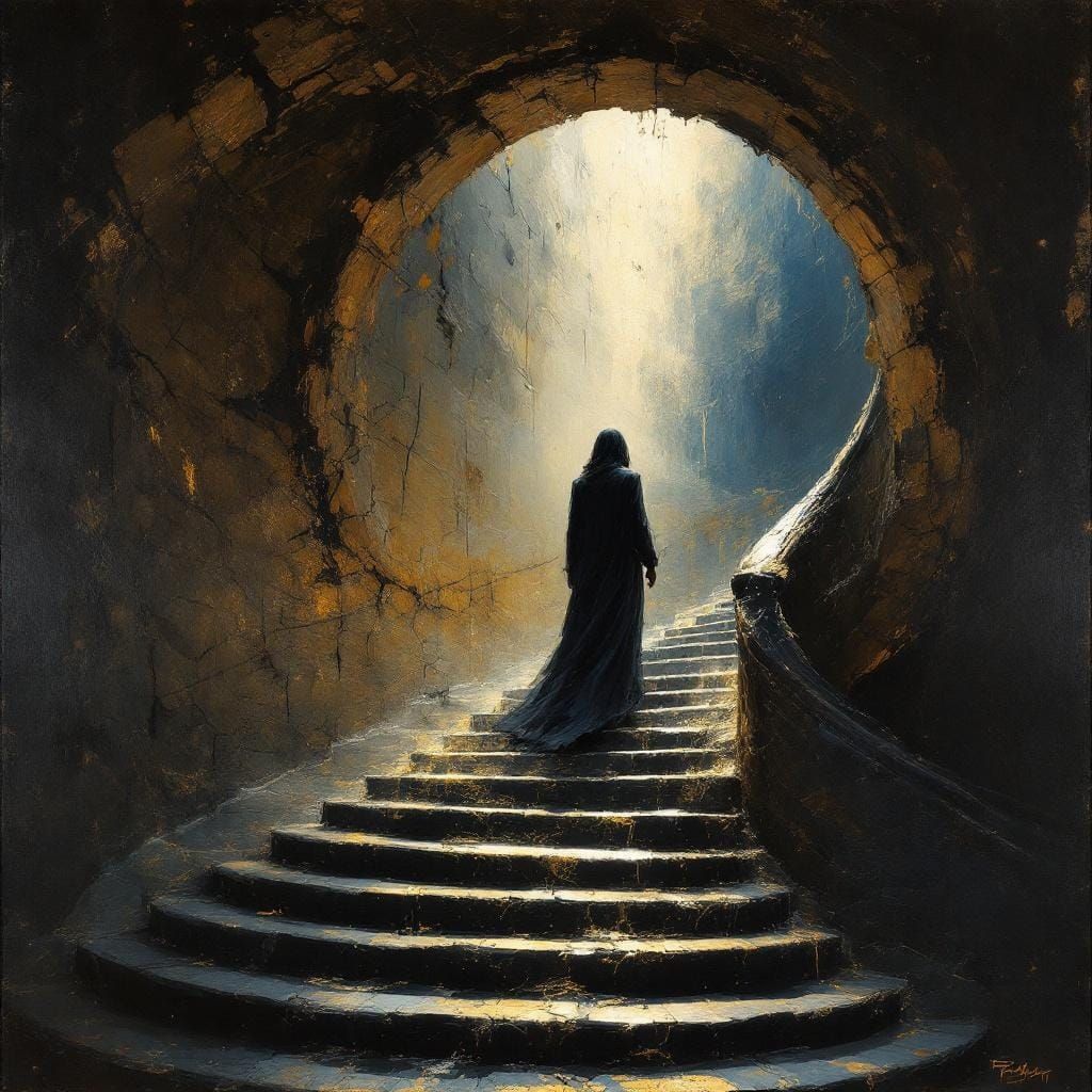 Melancholy Cosmic Prophet in Noir Expressionism