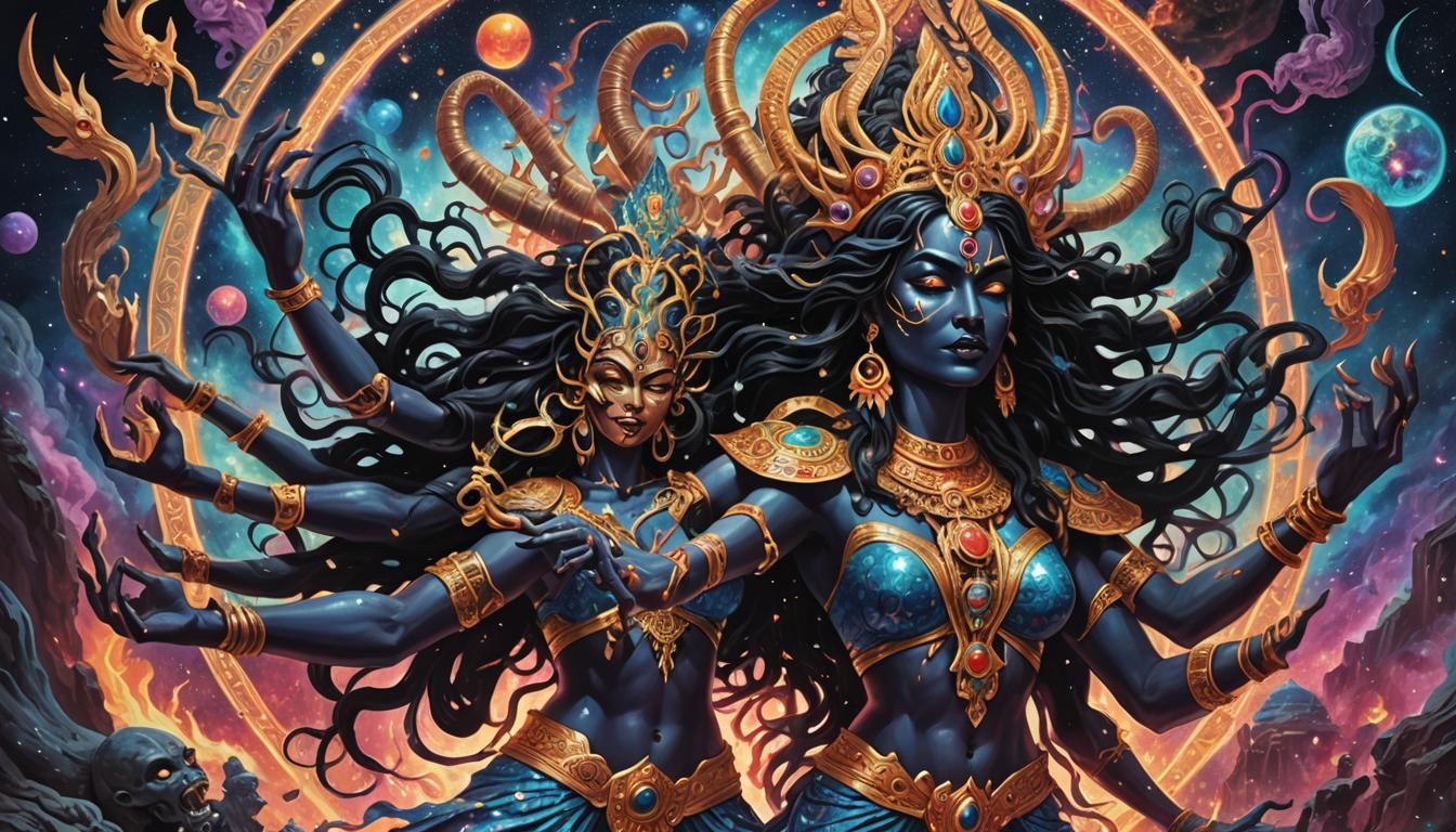 Kali: Holographic Cosmic Goddess Illustration