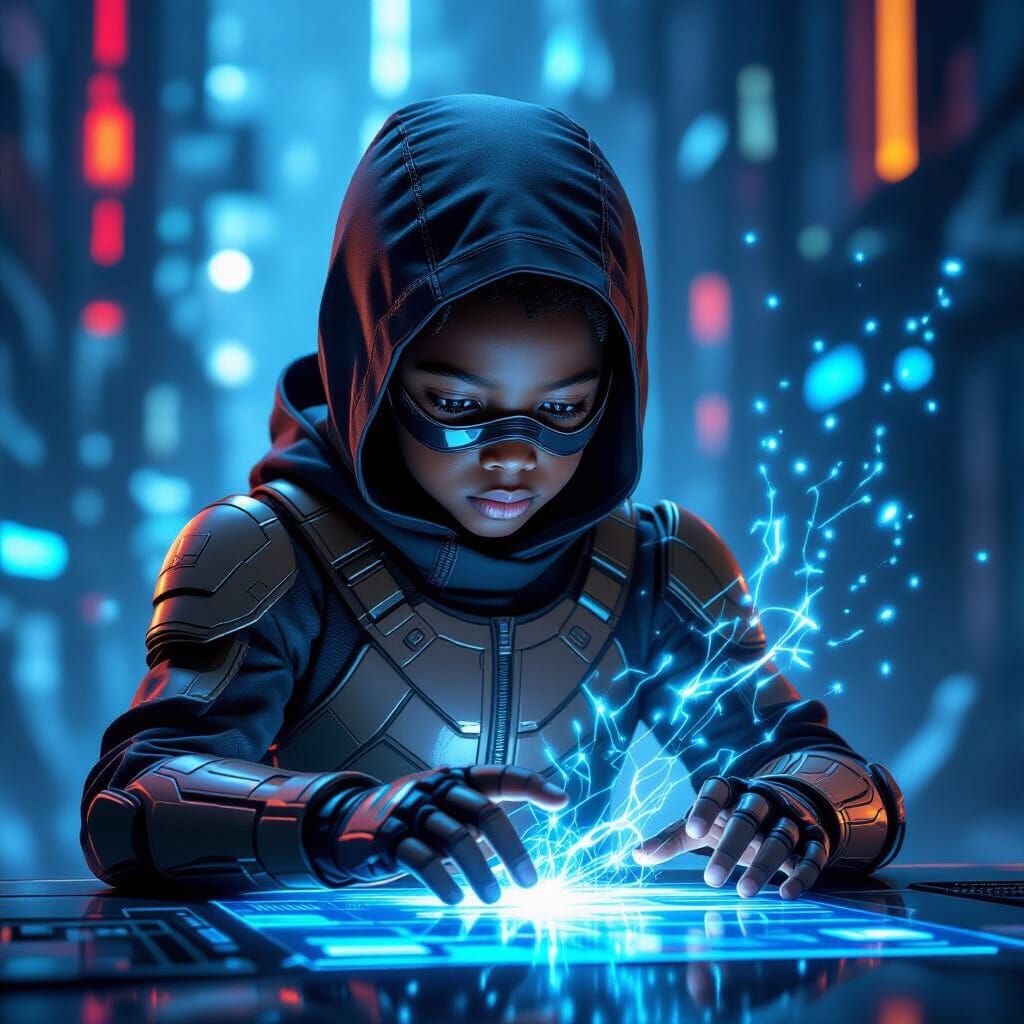 Young Tech Ninja Controls Holographic Interfaces