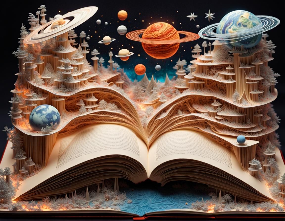 Miniature Outer Space World Erupts from Book