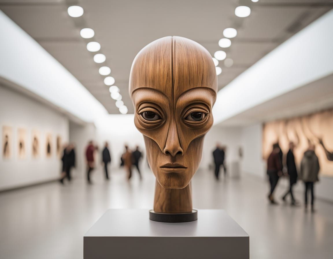 Alien Wooden Totem Sculpture at Modern Art Museum
