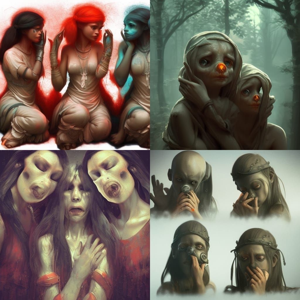 Four Wise Monkeys Concept Art in 8K