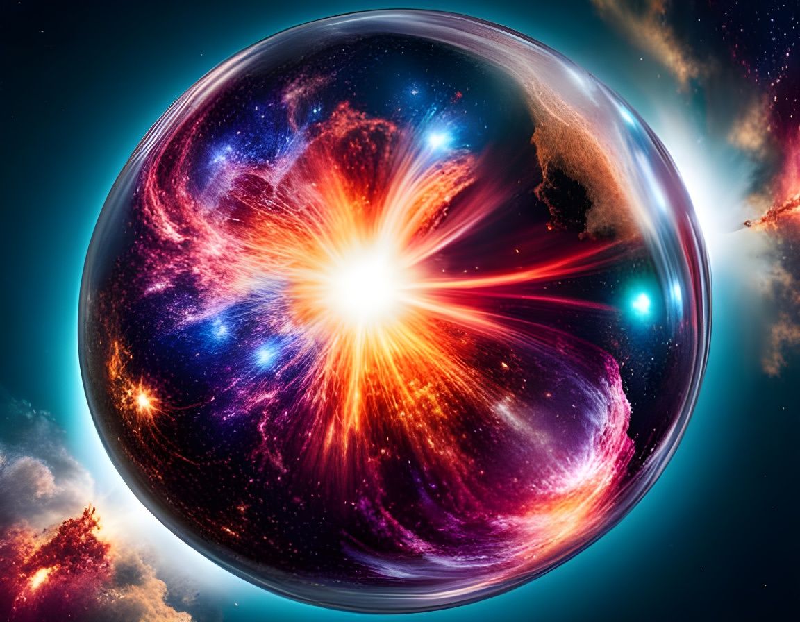 Glass Sphere Containing Crystal Galaxies in Hyperrealism