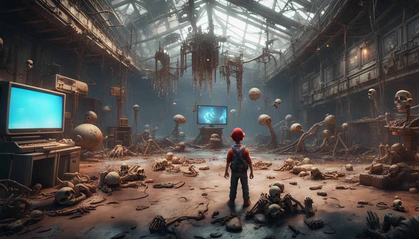 Post-Apocalyptic Mario Game in Futuristic Wonderland