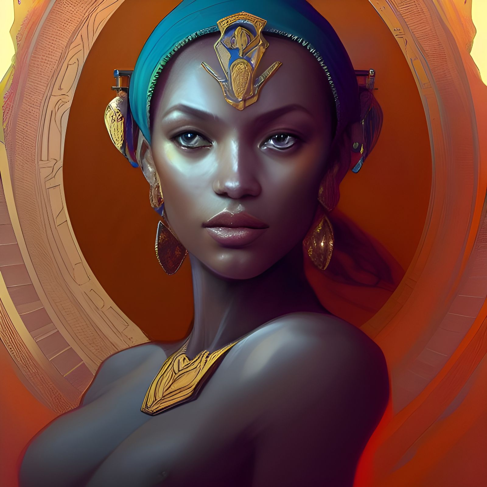 Queen Sheba Portrait in Art Nouveau Style