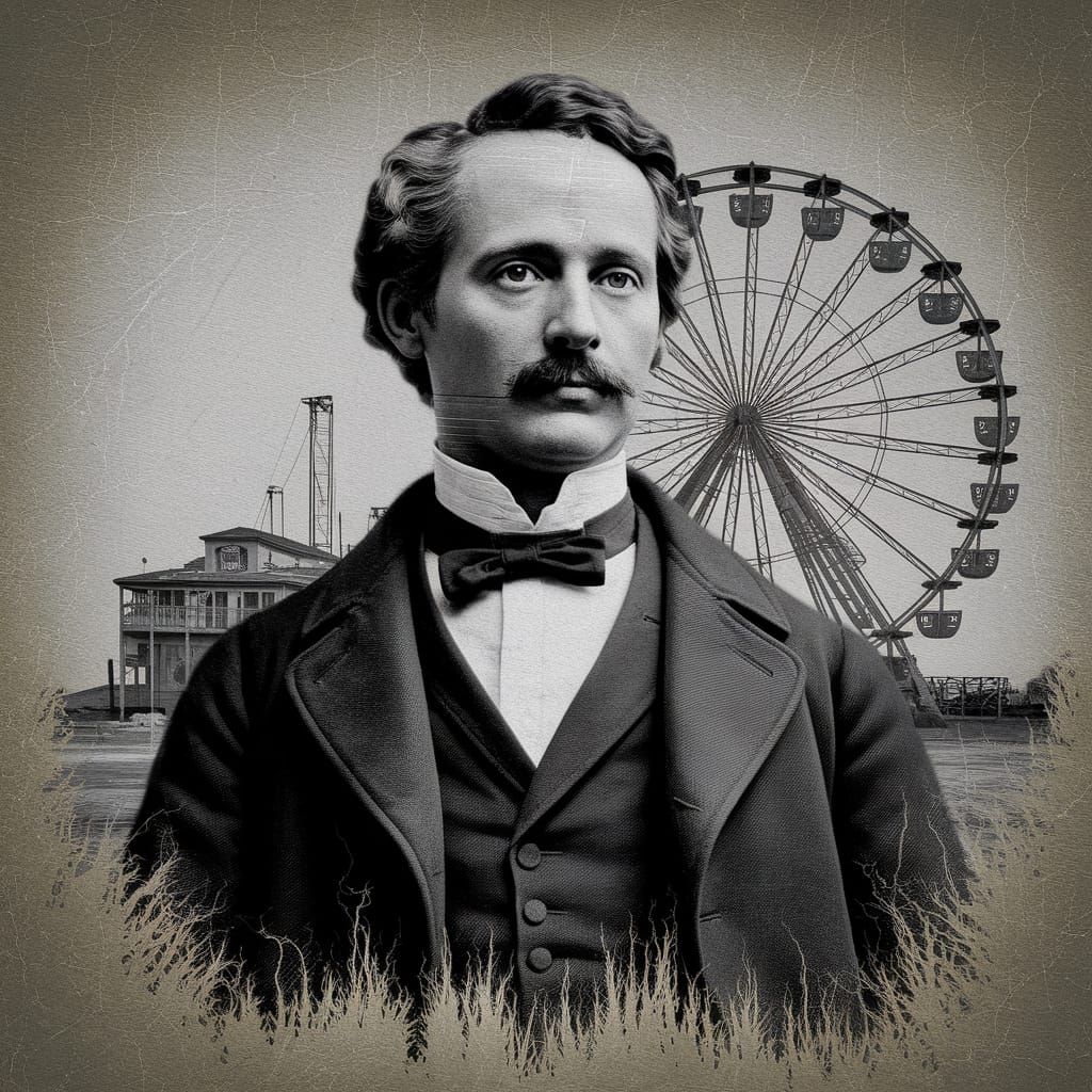 Glitching Victorian Portrait with Unfinished Ferris Wheel