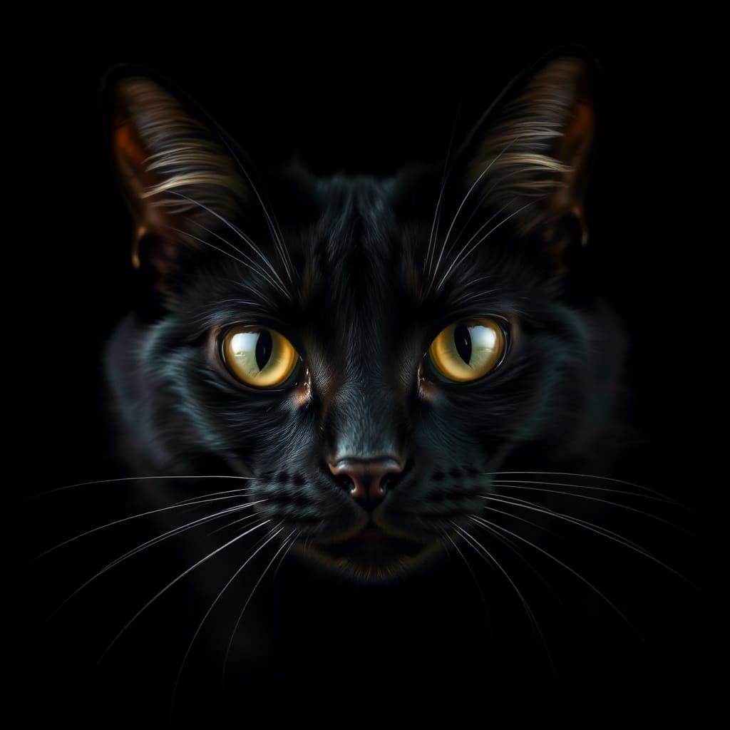 Kinetic Black Cat Emerges from Darkness