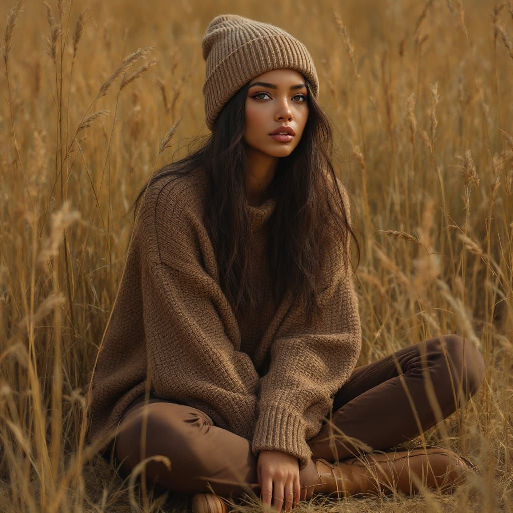Woman in Golden Field, Autumn Style