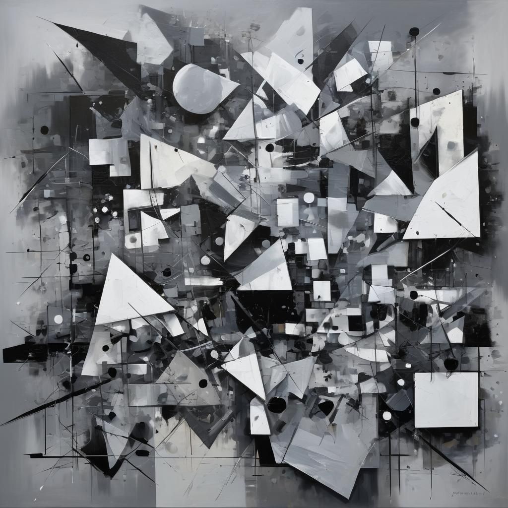 Abstract Organic Forms in Geometric Oil Painting