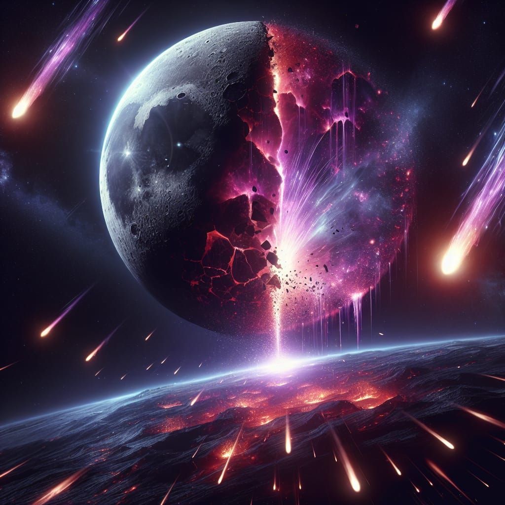 Spectacular Magma Eruption and Meteor Shower