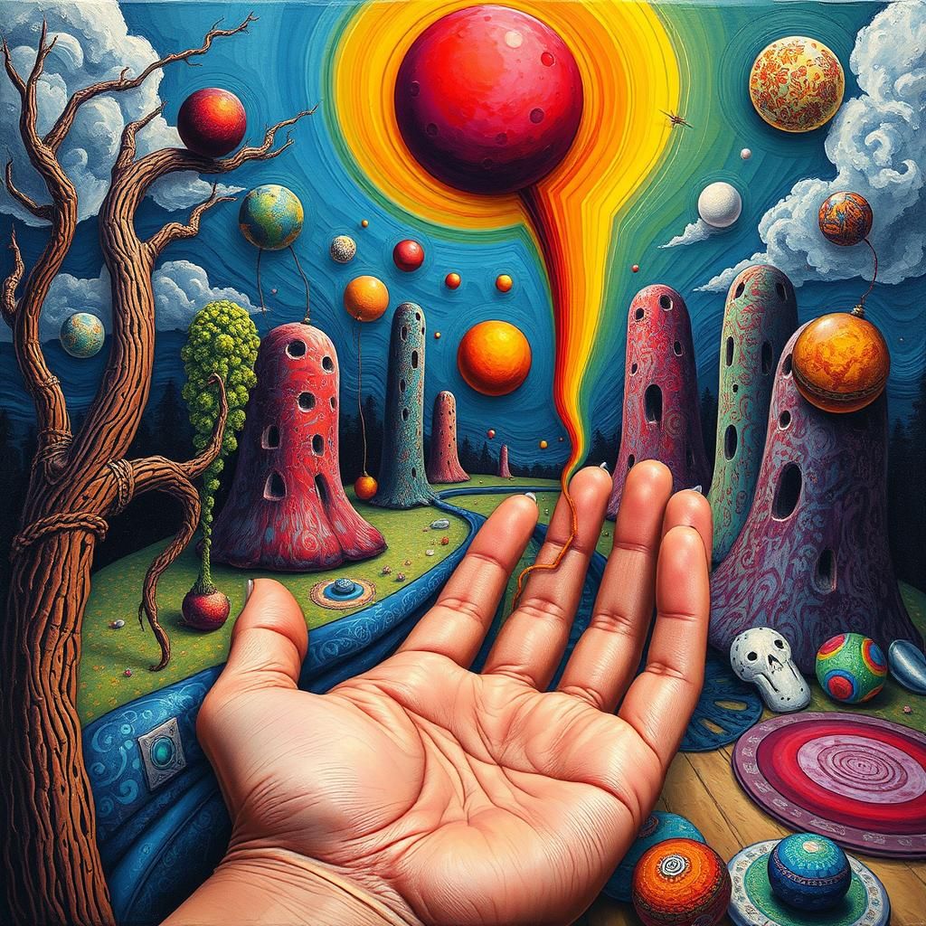 Surreal Abstract Composition with Vibrant Colors