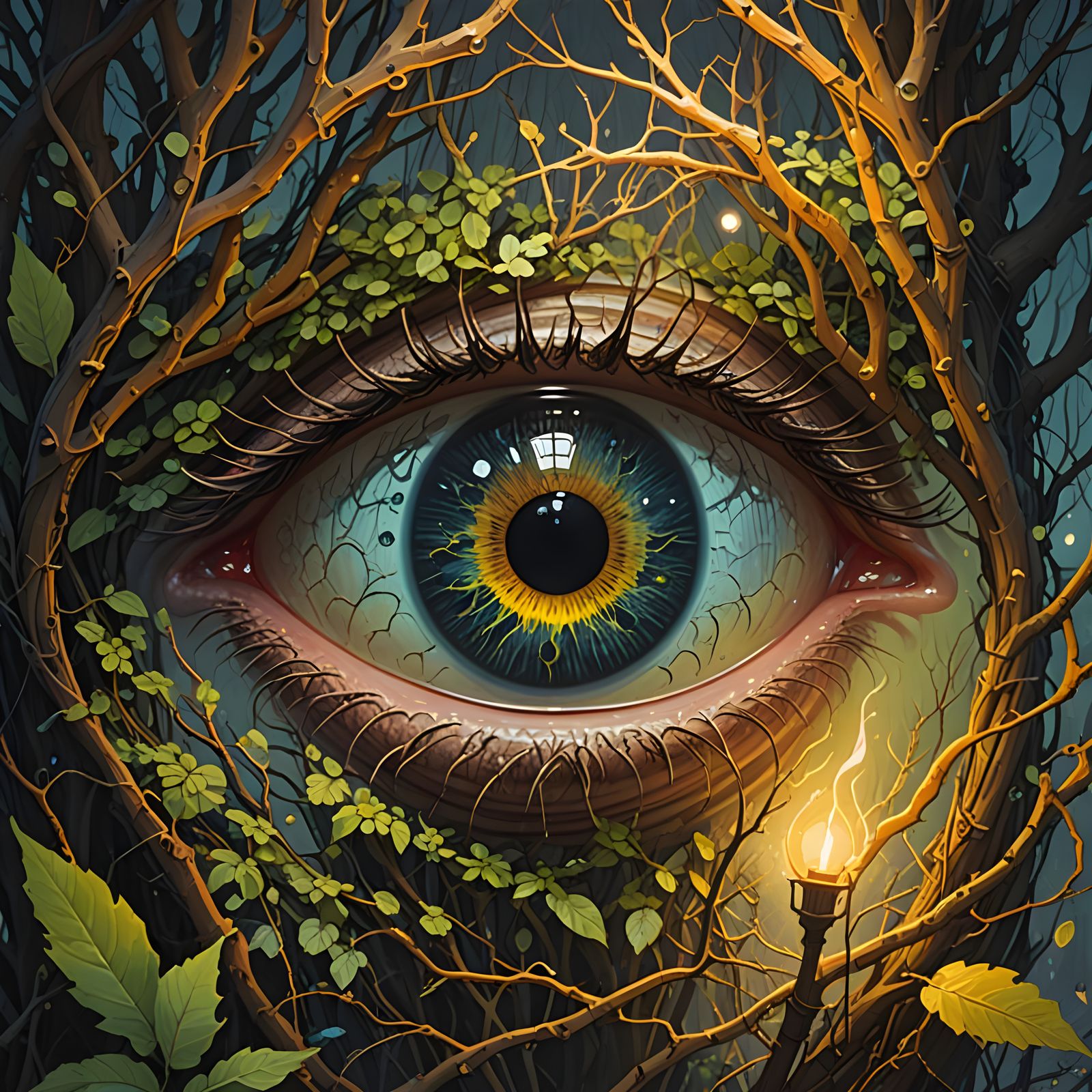 Ethereal Fantasy Scene with Hazel Eye