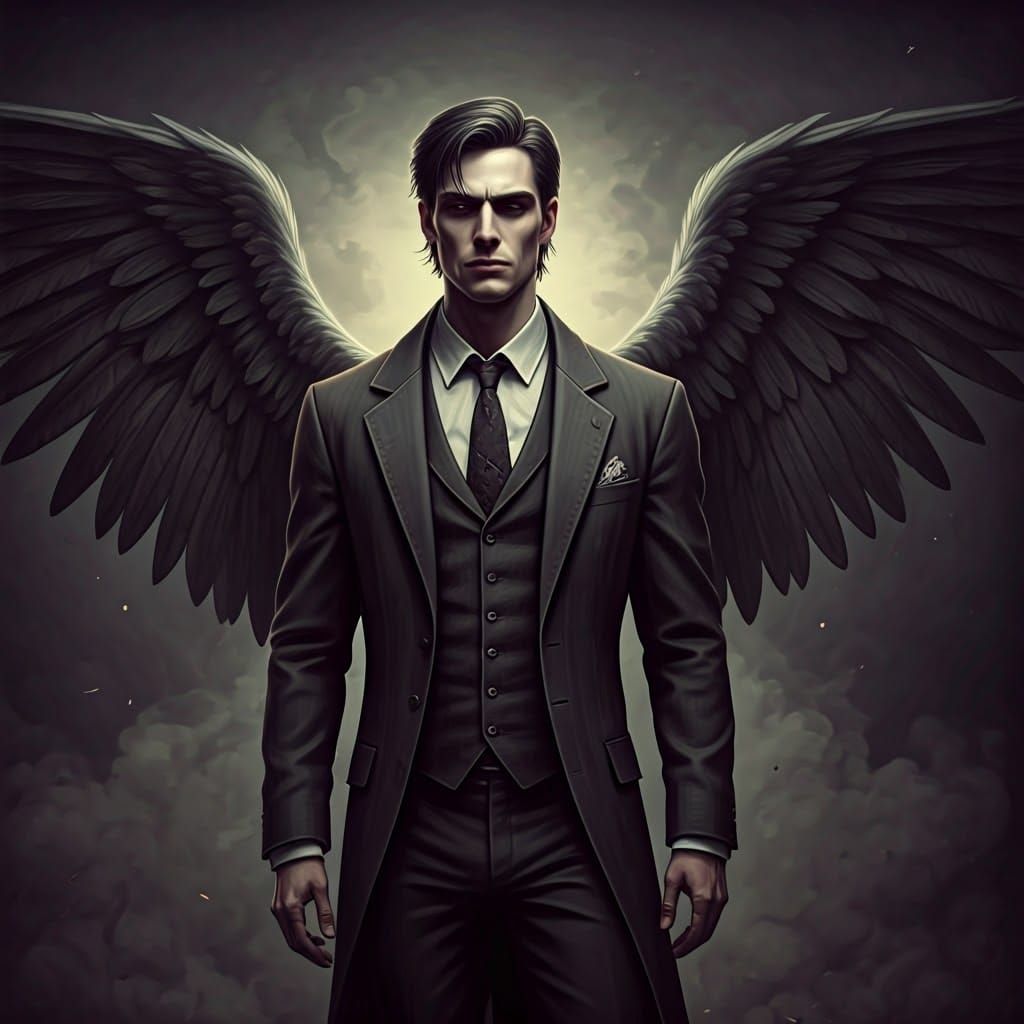 Fallen Angel in Dark, Whimsical Fantasy Art