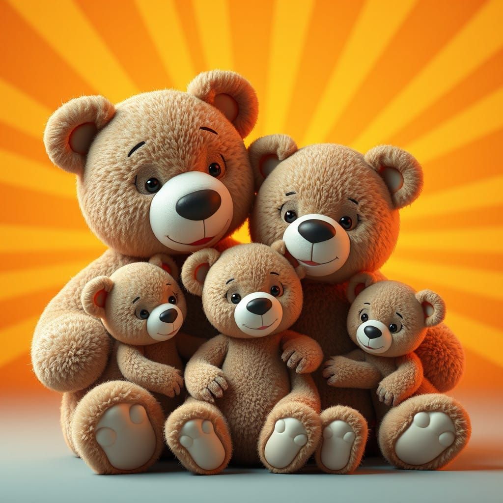 Charming Teddy Bear Family in Cinematic 4K Concept Art