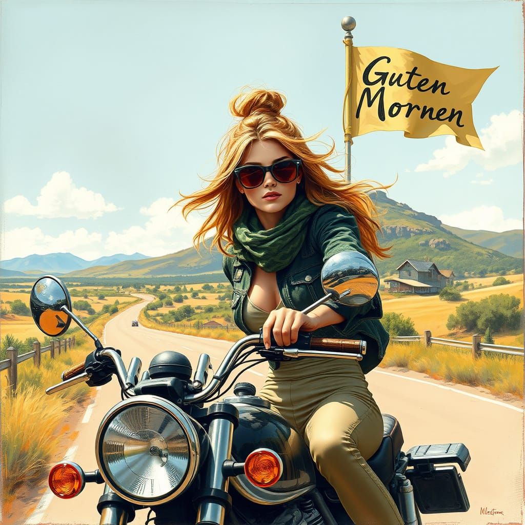 Motorcycle Rider in Frank Frazetta Style