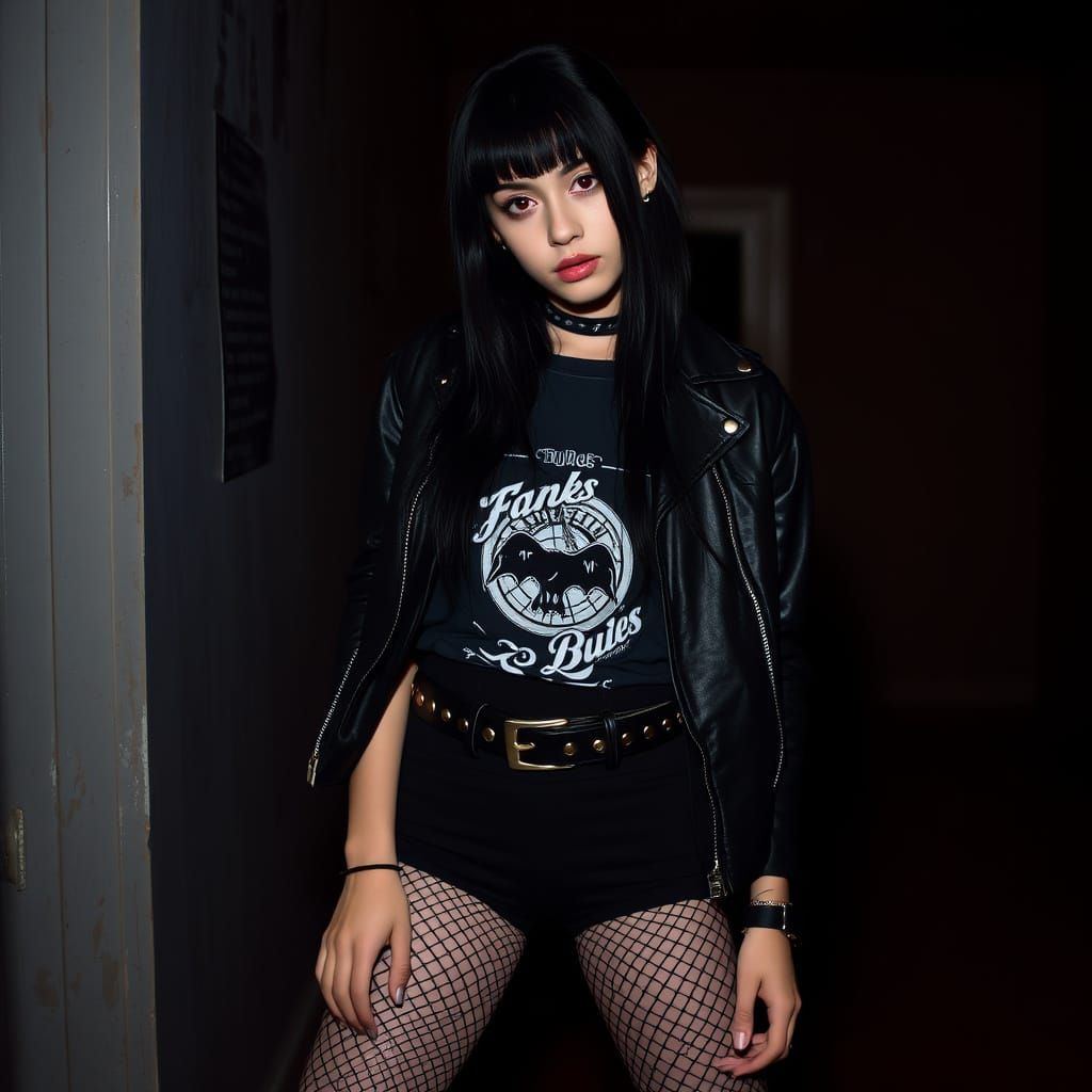 Gothic Emo Girl in Dark Romantic Aesthetic