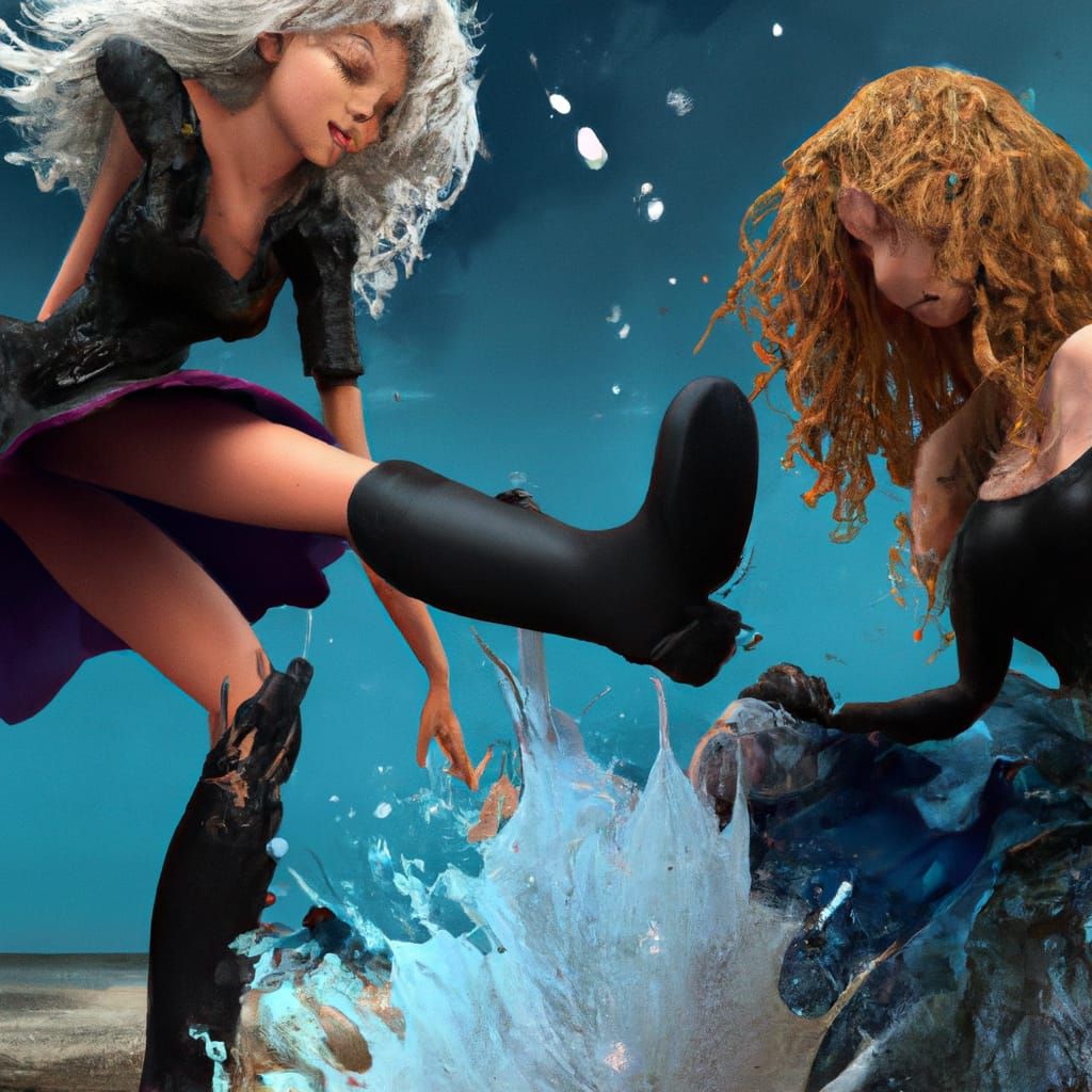 Girl in Quicksand Scene in Fantasy Style