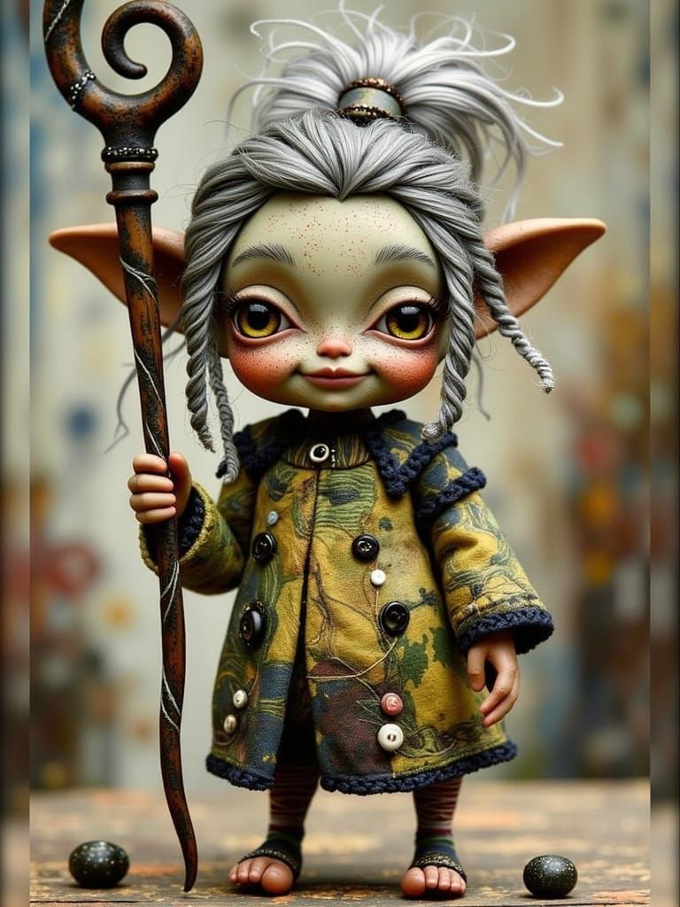 Goblin Maiden Confidently Holds Needle