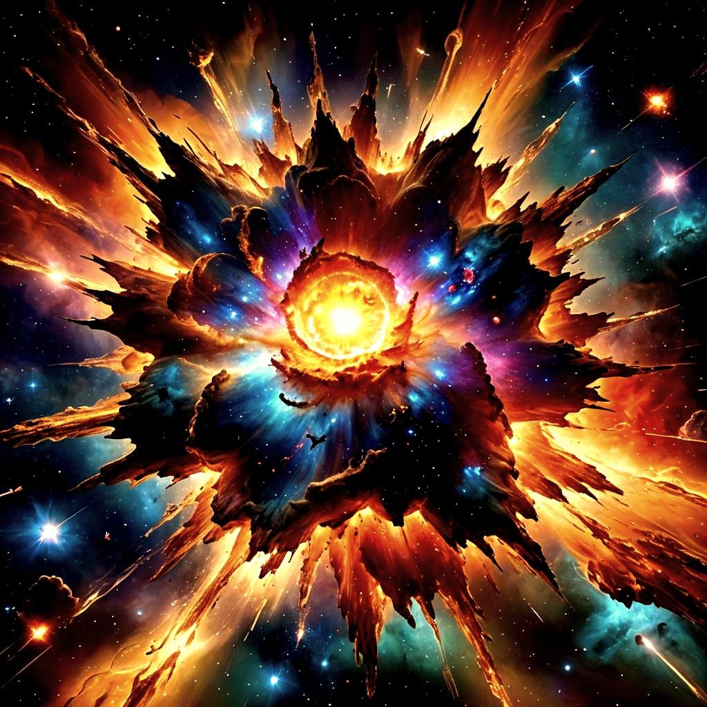 Hyperdetailed Magical Supernova Through Telescope Lens