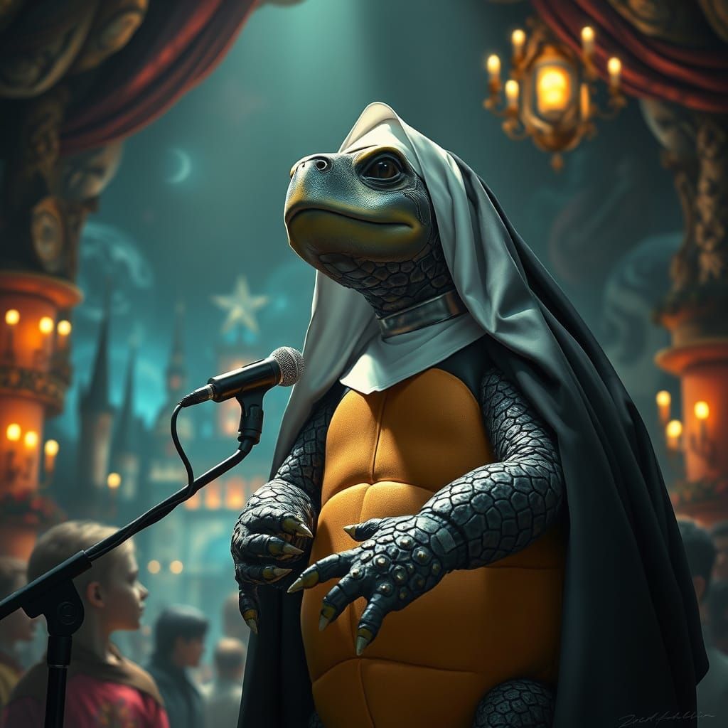 Turtle Nun Sings: Surreal Airbrush Art
