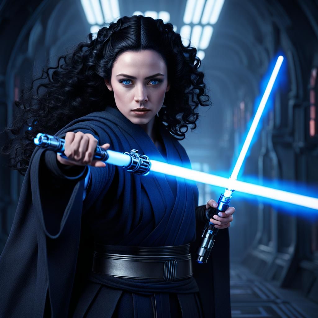 Jedi Master Teaching Apprentice, Detailed Fantasy Art