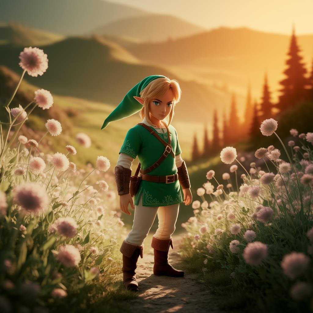 Ethereal Link Amidst Sun-Drenched Wildflowers