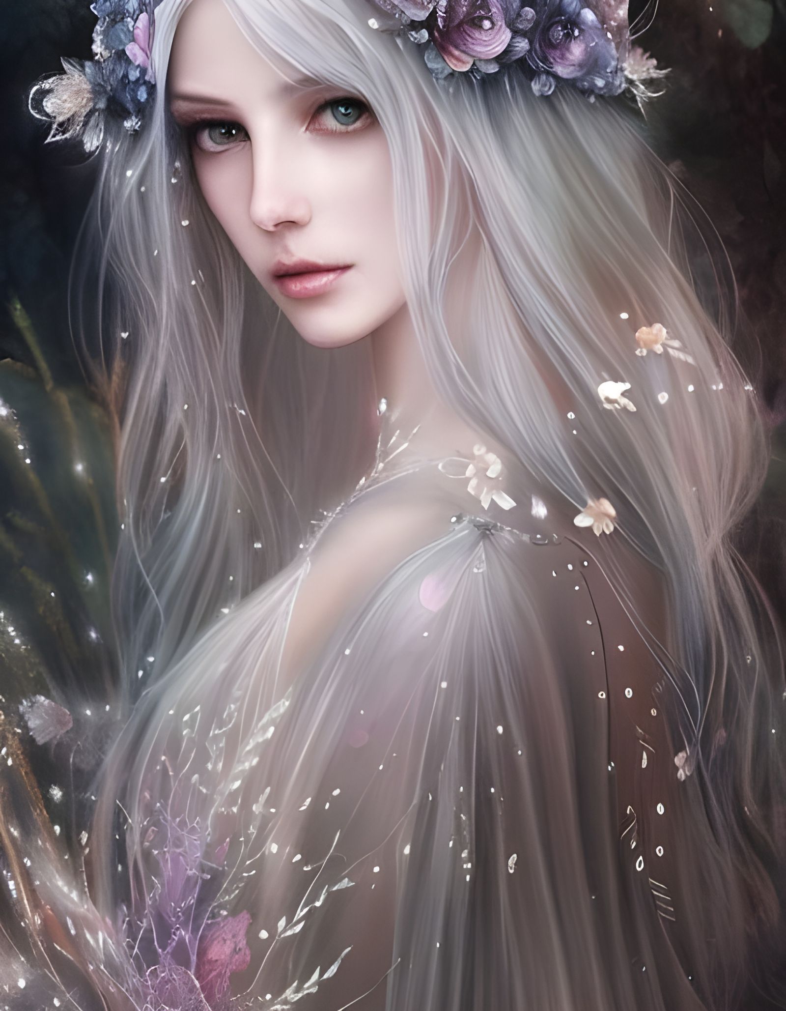 Silver Fairy in a Glittering Garden