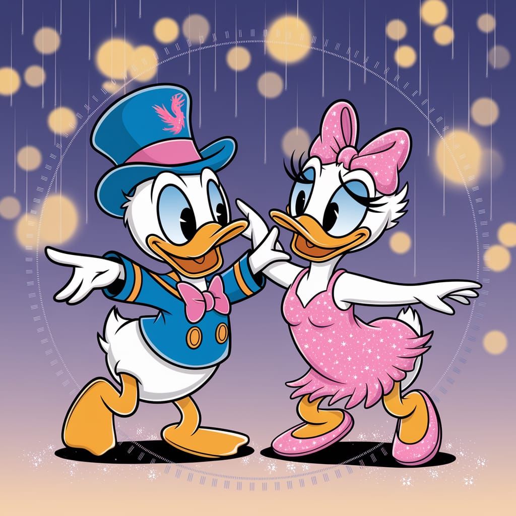 Chibi Donald and Daisy Duck Dancing in Pixar Style