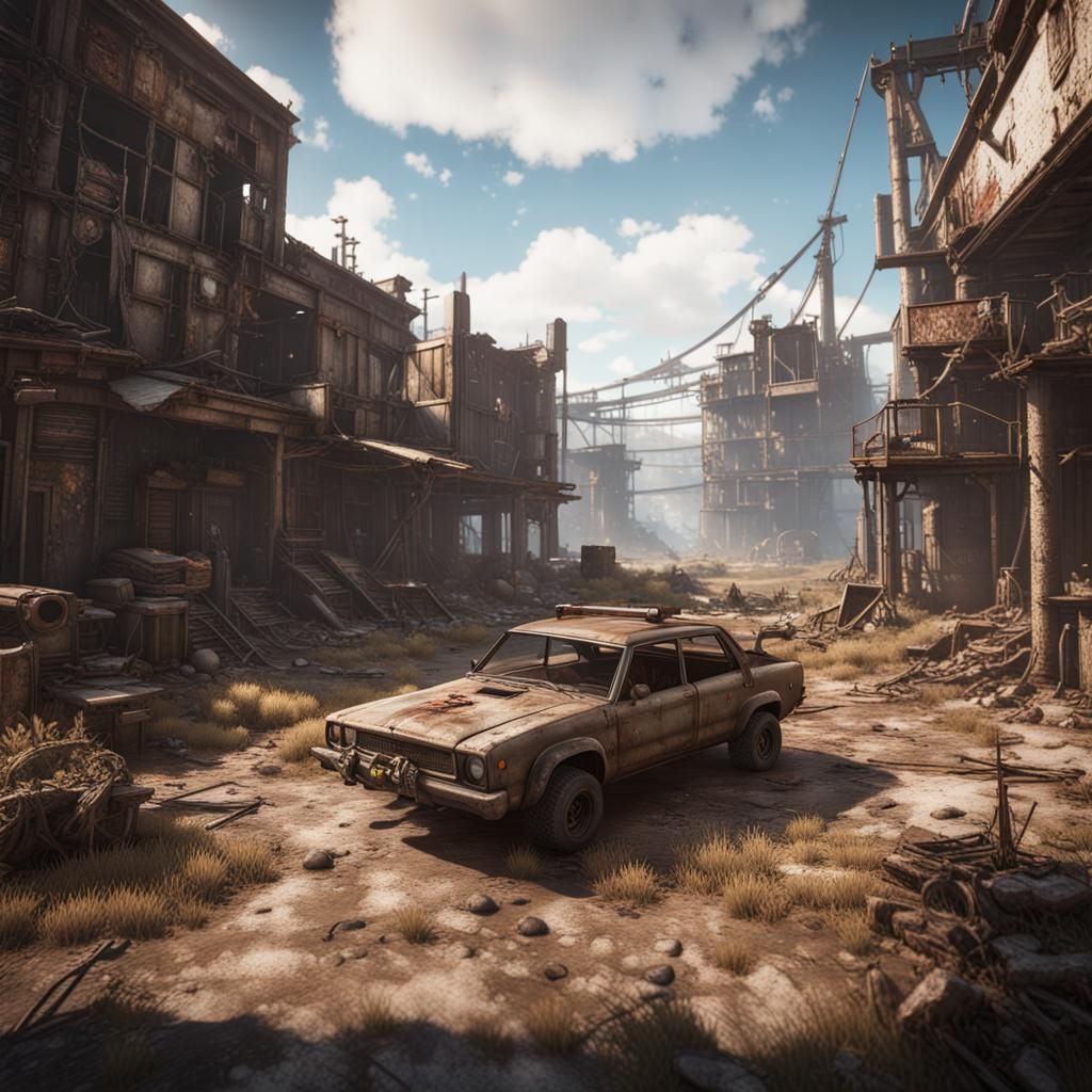 Post-Apocalyptic Wonderland in 3D Game Style